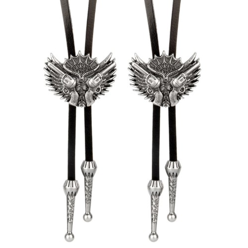 Elegant Leather Carving Bolo Tie with Engraved Charm Cowboy Necktie Necklace - Picture 5 of 10