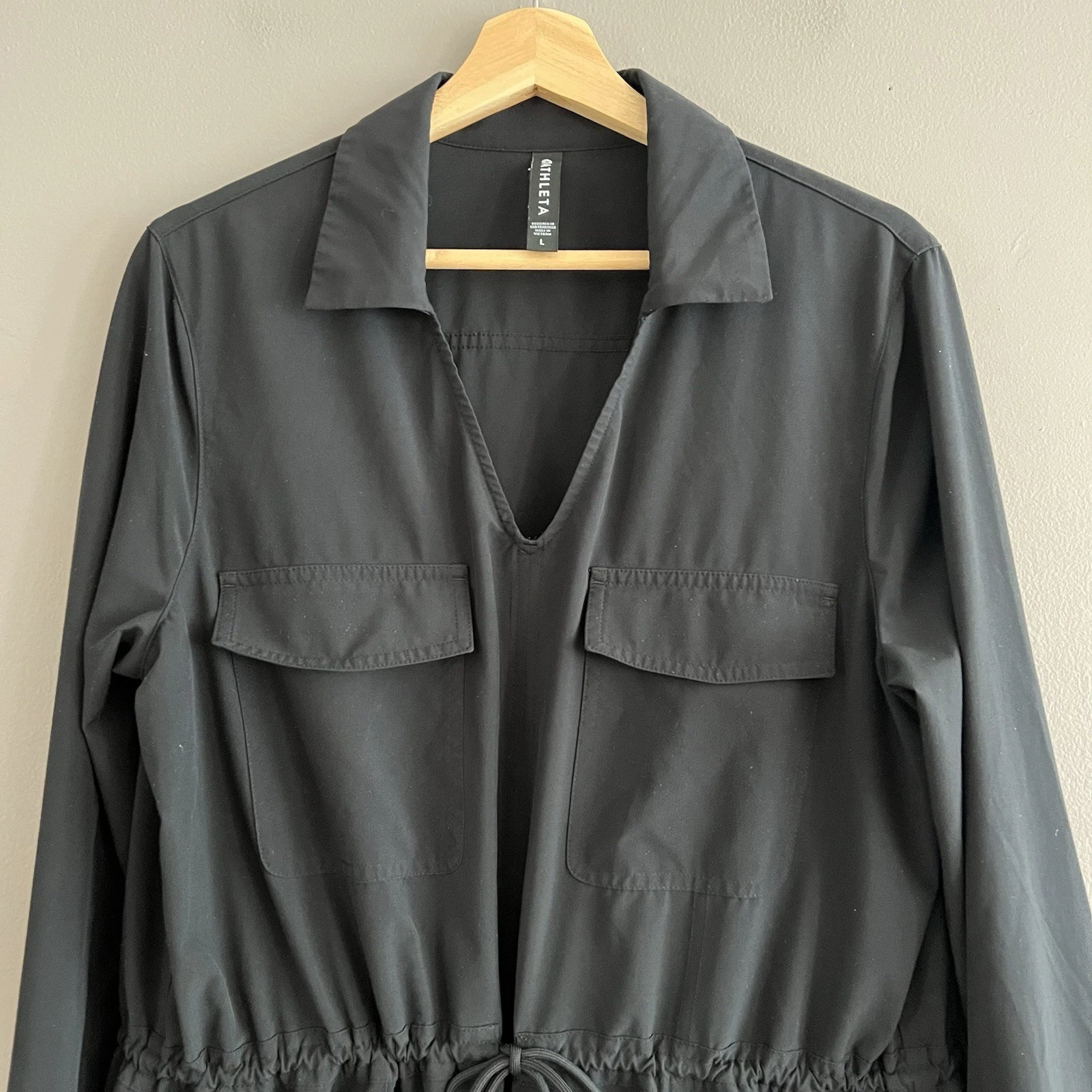 VETEMENTS Athleta Zuma Camicia Abito Performance Coulisse Vita Traspirante Nero Large