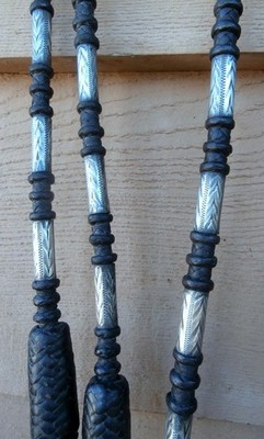 Vintage Braided Romal Horse Show Reins  Sterling Silver Ferrules Weighted
