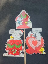 VTG Peanuts Snoopy  Woodstock Christmas / Valentines Die Cut Charles Schulz