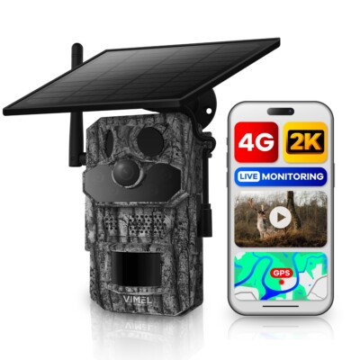 4G Game Camera with 2K LIVE Video, GPS Tracking, Outdoor Solar Panel Charging