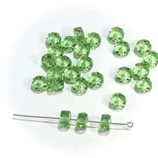 Czech Glass Flat Tire Fire Polished Spacer Beads 8x4mm Peridot Light Green 25pcs