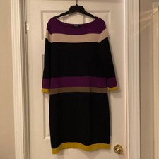 NINE WEST KNIT DRESS, SZ. M, GRAPE,TAUPE/BLACK,-  NYLON/RAYON/VISCOSE