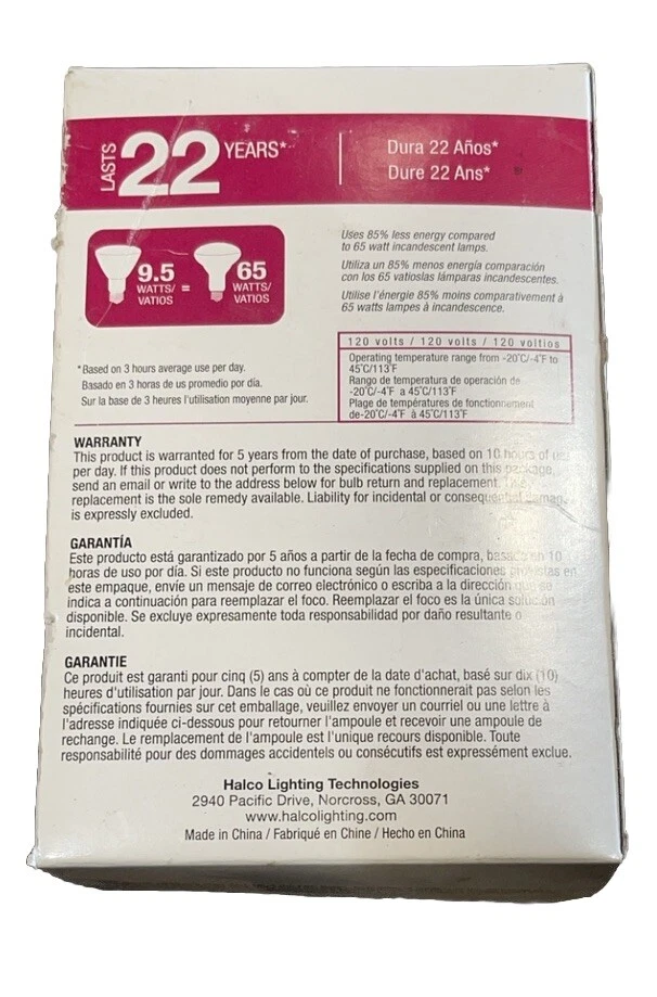 🔥(AN) 2 X Halco 80976 LED BR30 Flood 9.5W 2700K Dimmable Medium E26 Base - Image 3 of 4