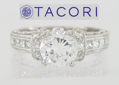 TACORI Platinum Hand Engraved Semi-Mount Engagement Ring 0.45 ct  Rtl $4,930