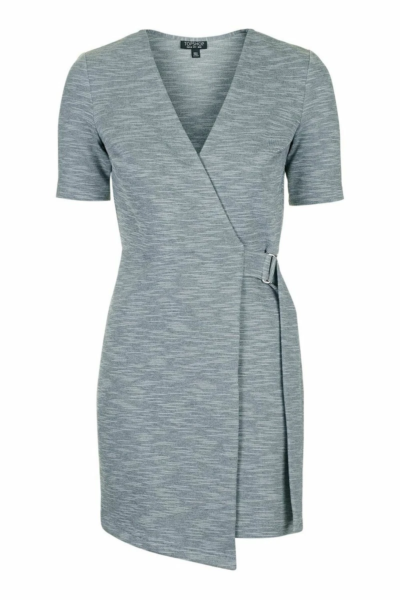Topshop Belted Wrap Mini Dress grey 6 8 10 new with tags