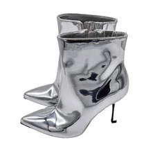 Women's Shandra High Heel Ankle Boots Silver Y2Kcore