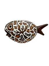 Fish Figurine Figural Open Mouth Pottery Terracotta Sculpture Signed