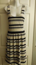 NWOT J.CREW VILLA IN STRIPE SLEEVELESS BACK BUTTON BLACK & WHITE DRESS M