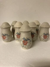 Vintage 6pc Mushroom Marmalade Stoneware Spice Jars/Lids * Read