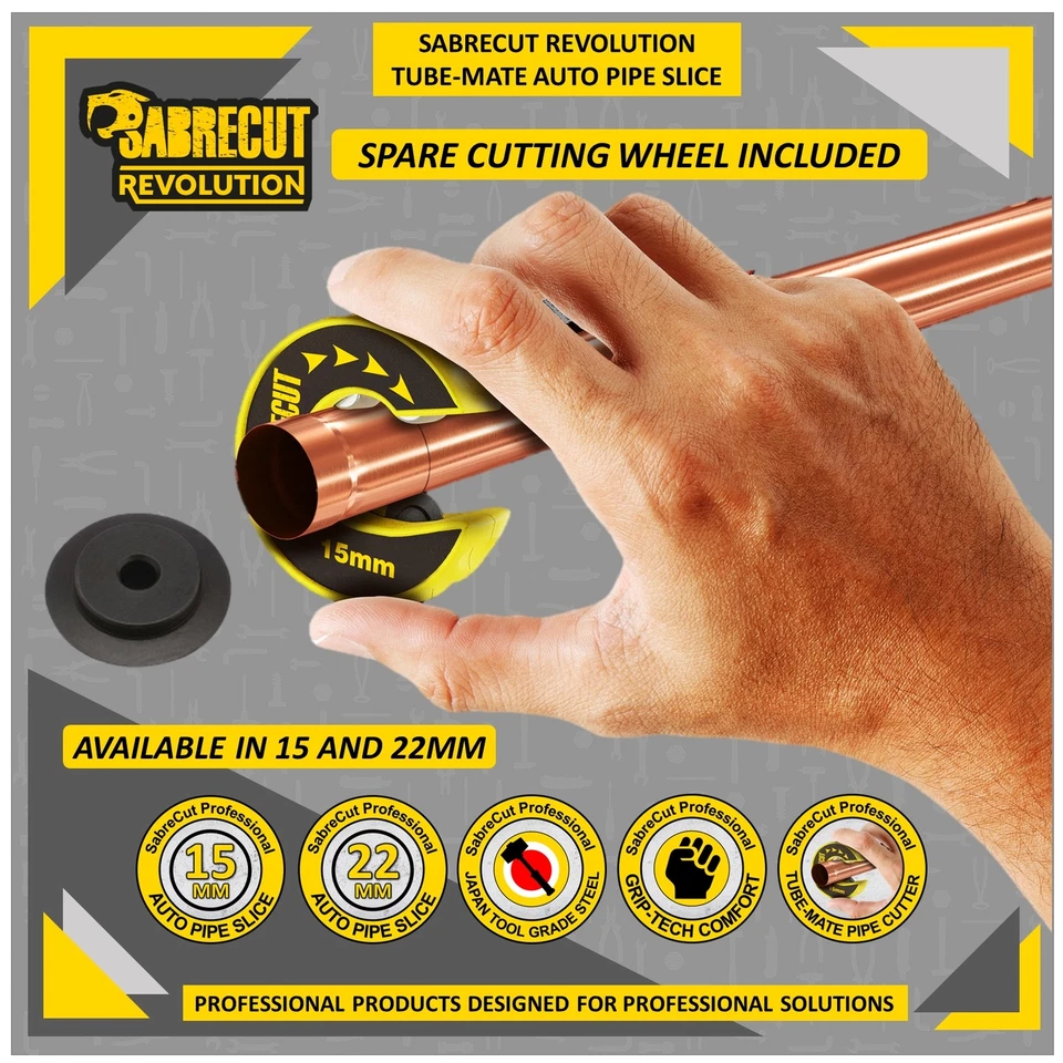 SabreCut 15 & 22mm Pipe Slice Cutter Tool Twin Pack Set Cutting Tool Heavy Duty - Image 4 of 4
