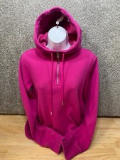 ATHLETA Cozy Karma Womens XS Pink 1/4 Zip Fleece Lined Hoodie Electric Fuchsia