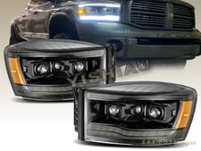 2006-2008 Dodge Ram Luxx Led Projector Headlights Alpha Black Amber Sequential 2006-2008 Dodge Ram Luxx Led Projector Headlights Alpha Black Amber Sequential