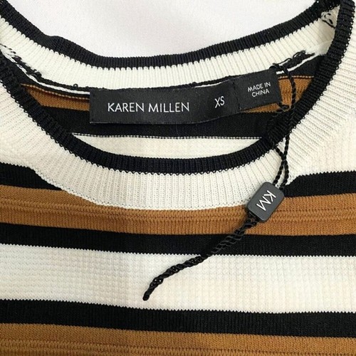 NWOT KAREN MILLEN BOLD STRIPE KNIT JUMPER IN IVORY WHITE BLACK & BROWN - XS - Picture 5 of 9