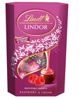 ? LINDT LINDOR - 200G - RASPBERRY & CREAM PRALINES SWISS MILK CHOCOLATE CANDY
