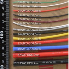 UL Strand Wire Silicone Flexible Cables Coloured 14/16/18/20/22/24/26/28/30AWG