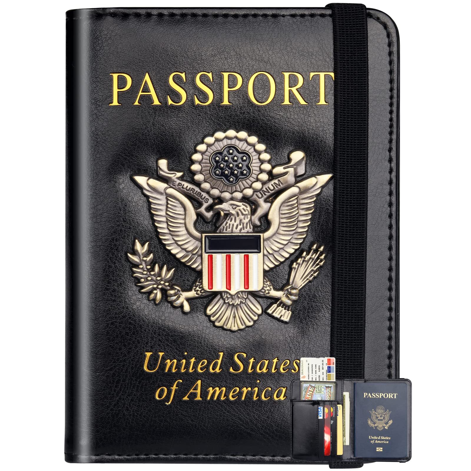 **Metal US Badge Passport Holder Wallet Cover for Men & Women**-image