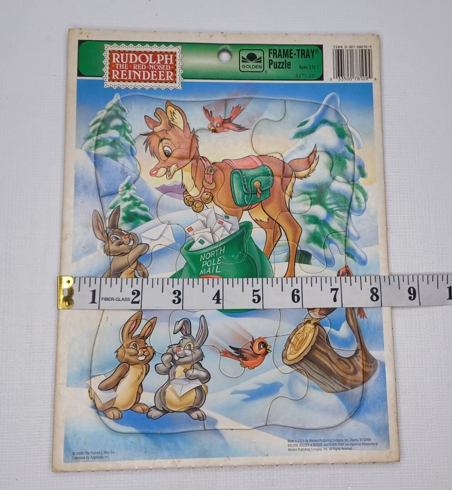 Golden Frame Tray Puzzle Rudolph The Red Nosed Reindeer Vintage 1993 eBay