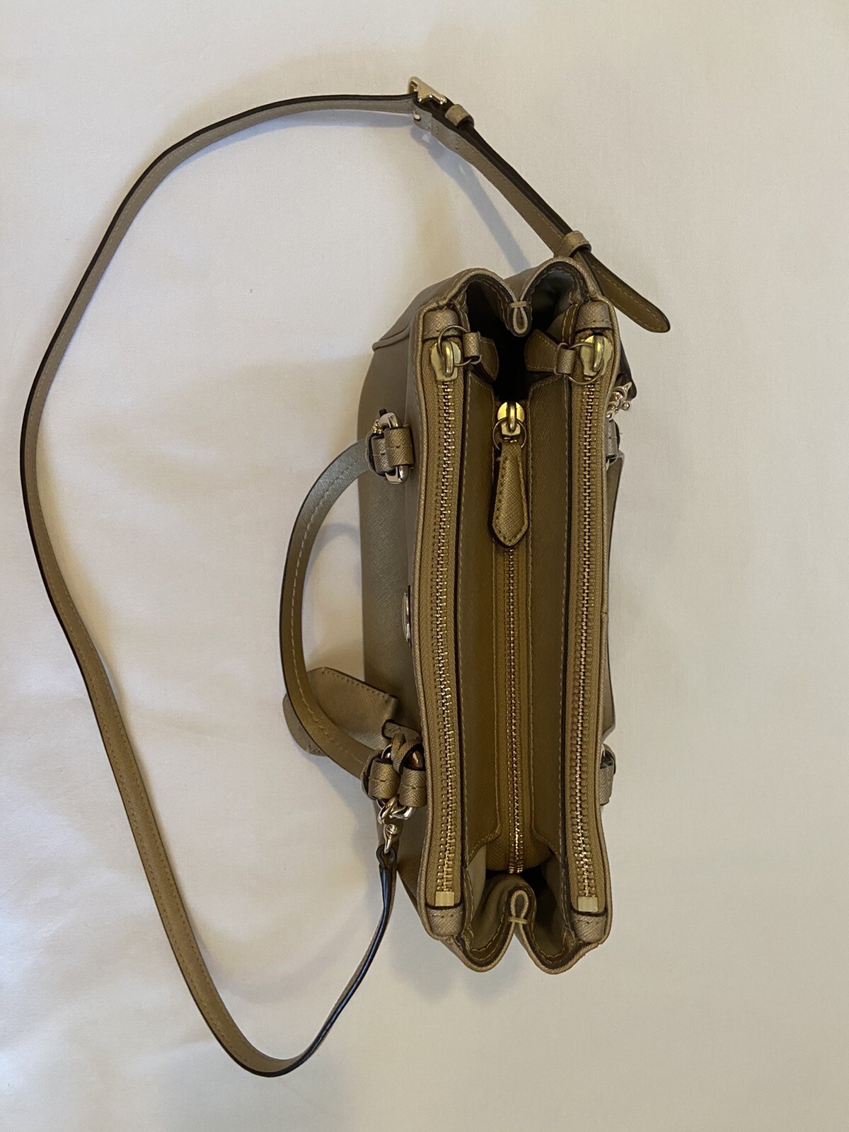 Coach Gold Crossbody Bag with Three Compartments Gem