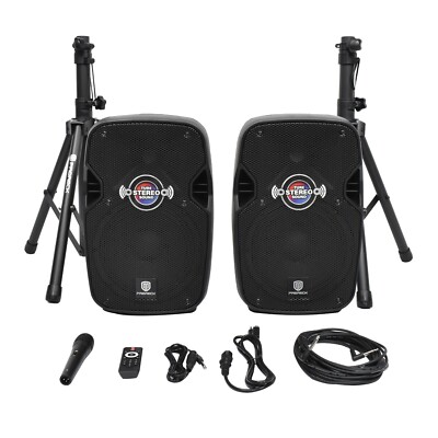 proreck PA Stereo Speaker 800W P.M.P.O 10 inch DJ Bluetooth Speaker System Set
