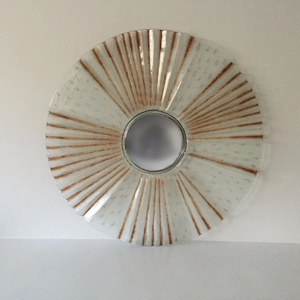 Espejo de pared decorativo escultura vidrio texturizado tinte marrón Foto 2 de 4