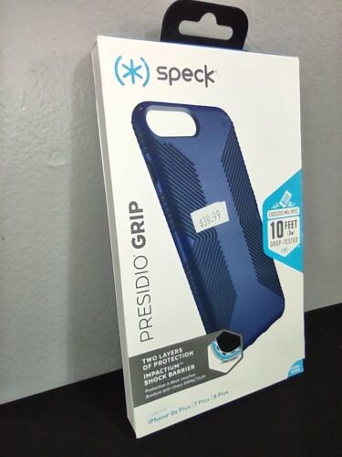 Speck Presidio Grip Eclipse Blue/Carbon Black Case Apple IPhone 6+ 6s 7+ 8+ Plus - Afbeelding 1 van 17