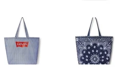 NWT Levi's x Target Large Bandana Reusable Shopping Bag Set Paisley/Stripe Blue 