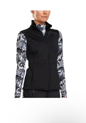 G/FORE Women s Black Tech Fleece Full Zip 2 Pockets Draw String Golf Vest Sz XS
