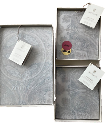 ZOFFANY~Elswick Paisley~1 KING DUVET + 1 king / 1 queen SHAMS~COTTON SATEEN~NWT~