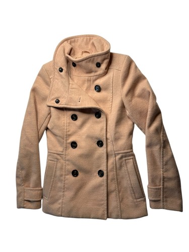 H&M Pink Double Breasted Pea Coat Large Buttons. High Collar Size Women's US 2 - Picture 7 of 13