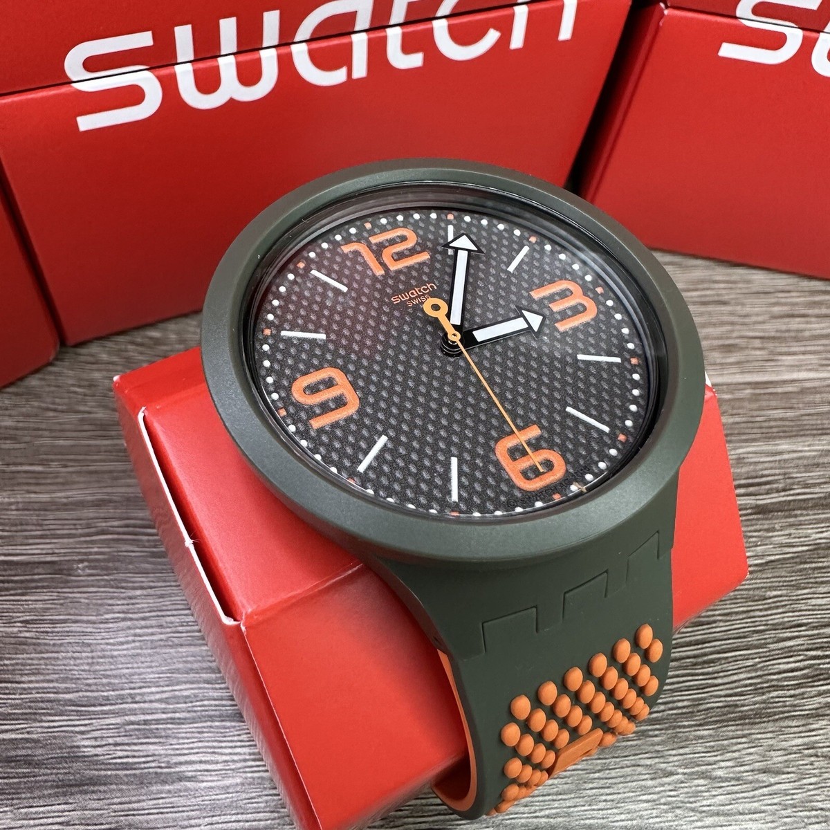 NEW✓ Swatch BIG BOLD BBBEAUTY Green And Orange 47mm Watch
