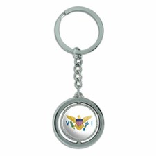 Virgin Islands US Territory Flag Spinning Round Chrome Plated Metal Keychain