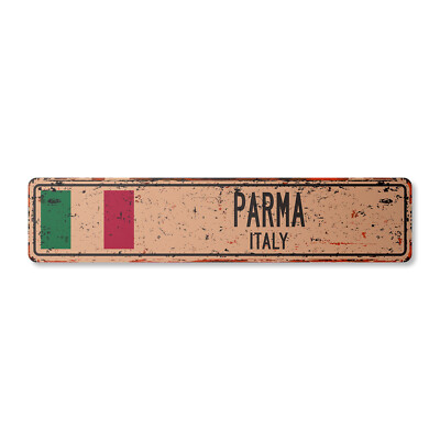 PARMA ITALY Vintage Street Sign Italian flag city country road wall rustic gift