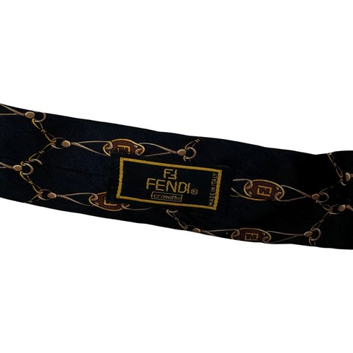 Fendi Vintage Silk Tie Made in Italy One Size Geometric Pattern - Picture 4 of 5