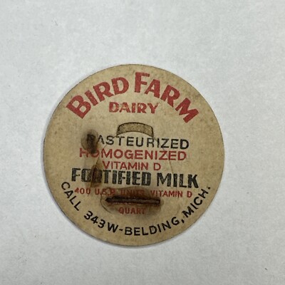 Milk Bottle Cap Bird Farm Dairy BELDING MICHIGAN MICH MI