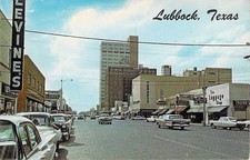 Lubbock Texas Broadway Street View Vintage Postcard 1950s 60s Baxter Lane