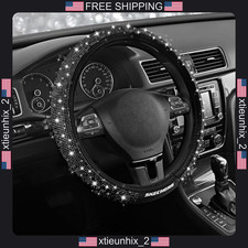 Skechers Velvet Crystal Rhinestone Steering Wheel Cover 14.5-15 Inches Black