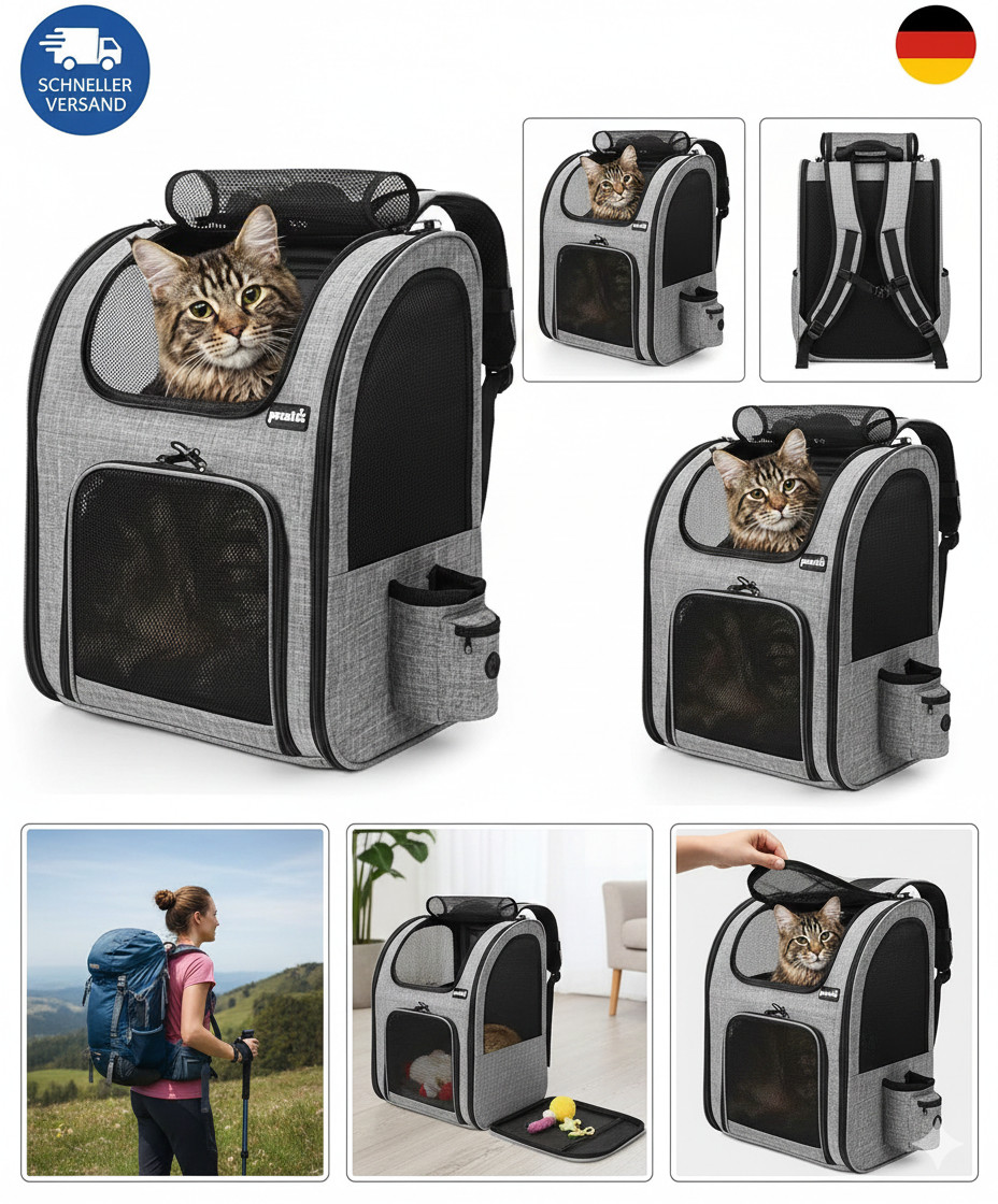 pecute Mochila Mascota con Ventana de Red XL para 6-10 kg, Portátil y Plegable K