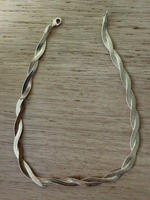 Silber geflochtene Kette Halskette 18 Zoll Federring Verschluss Metall Schmuck