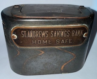 Antique St Andrews Savings Bank Home Safe Money Bank