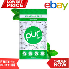 PUR Gum  Aspartame Free Chewing Gum  100 Xylitol Natural Spearmint Flavored