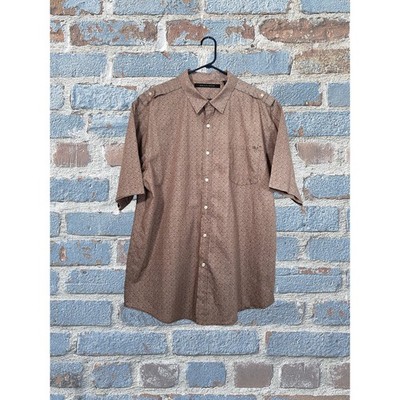 Sean John Men's 3XL Button Down Short Sleeve Brown and White Shirt