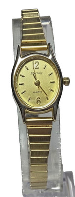 Eternity Women's Vintage Watch Oval Gold Tone Stretch Band New Battery 6.5 