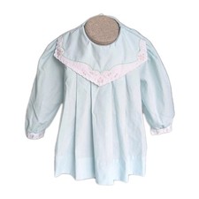 Vintage Petit Ami Baby Dress Peter Pan Collar Embroidered Puff Sleeve Mint 18mo