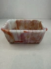 Akro Agate Orange Marble Slag Swirl White Flower Planter #3