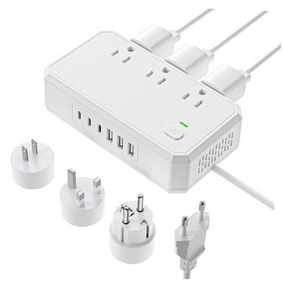US to Europe Travel Adapter 220V to 110V Voltage Converter with 4.5A 6 White