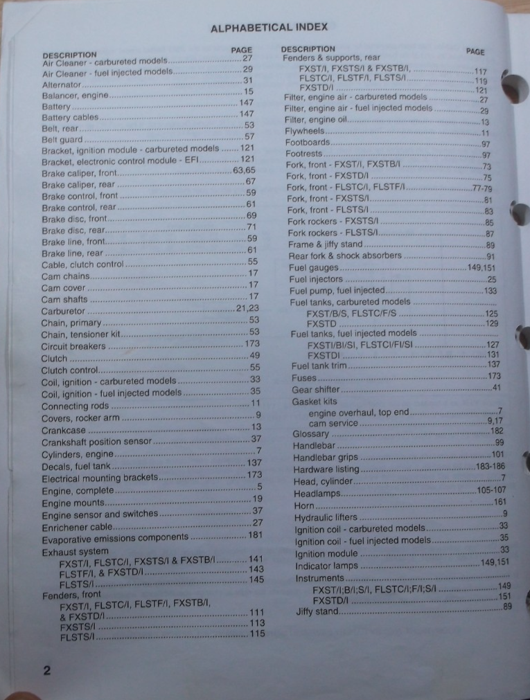2001 HARLEY DAVIDSON FATBOY SOFTAIL PARTS MANUAL BOOK CATALOG