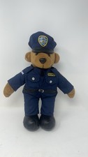 NYPD Police Man Stuffed Teddy Bear 14" Tall Blue and Black Uniform with NYC