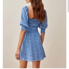 Reformation Elle Suzette Floral Mini Dress Womens 2 Smocked Coquette