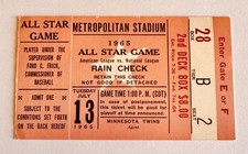 1965 All Star Game Ticket VG - Excel Condition - Koufax Wins - 21 Hall of Famers